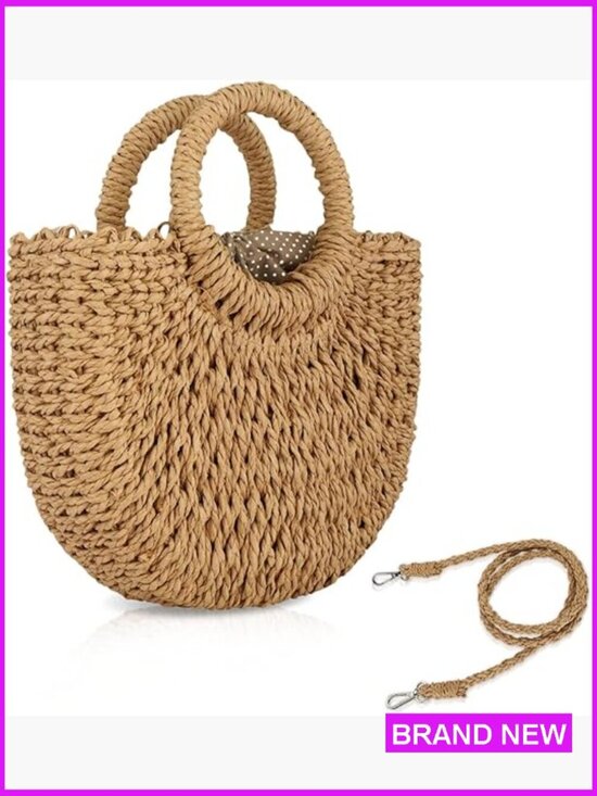 Handbags - Straw Hobo Bag Handwoven Crossbody Shoulder Purse Eco Friendly Summer Beach